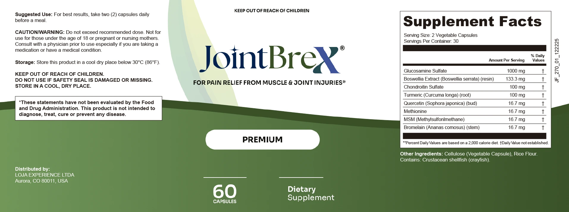 JointBrex supplement label